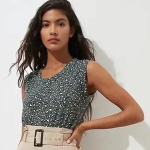 NEW Banana Republic Factory Leopard Printed Malibu Roll Sleeve Tank Tee Shirt L